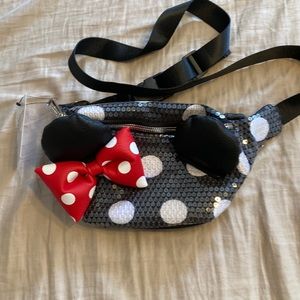 NWT - Disney Parks Loungefly Sequin Fanny Pack Minnie With Ears Polka Dot